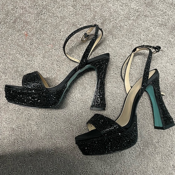 Betsey Johnson Beth Platform Sparkle Heels/Sandals - Picture 1 of 4